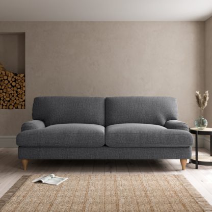 An Image of Darwin Slub Cotton 4 Seater Sofa Slub Cotton Black