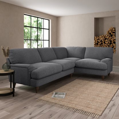 An Image of Darwin Slub Cotton Right Hand Corner Sofa Slub Cotton Black