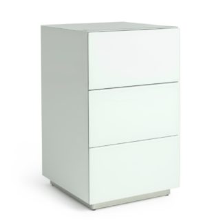 An Image of Habitat Mayfair 3 Drawer Bedside Table - White Glass