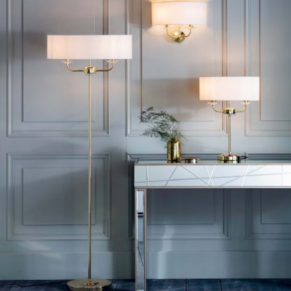 An Image of Vogue Katarina 2 Light Floor Lamp Brass