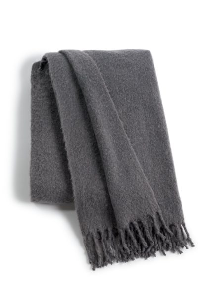 An Image of Habitat Faux Mohair Plain Throw - Charcoal