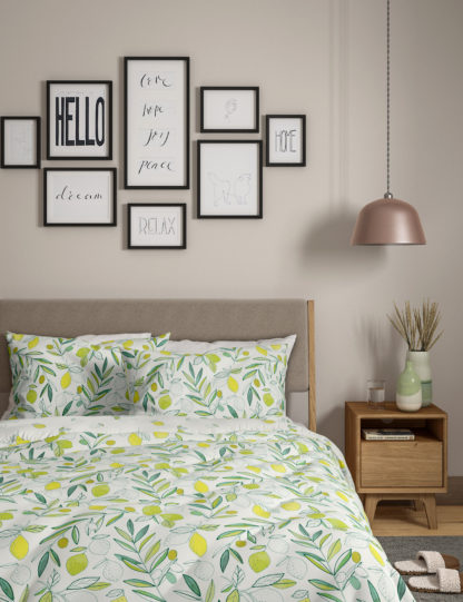 An Image of M&S Pure Cotton Lemon Bedding Set