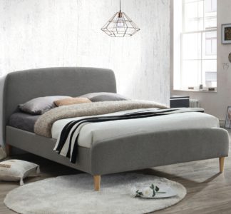 An Image of Quebec Grey Fabric Bed - 5ft King Size