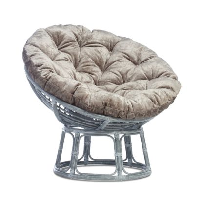 An Image of Papasan Natural Chair in Silver Velour