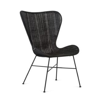 An Image of Porto Wicker Wing Chair in Black