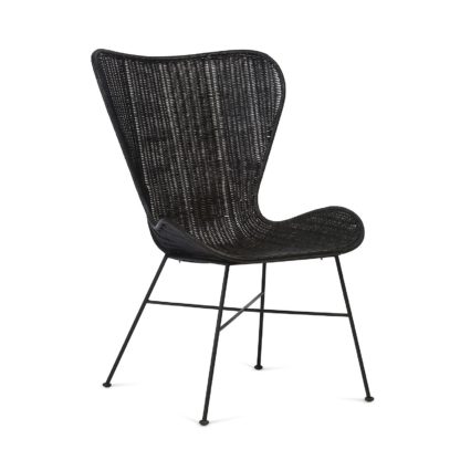 Homebase An Image of Porto Wicker Wing Chair in Black