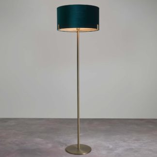 An Image of Vogue Balaton 1 Light Green Velvet Floor Lamp Green