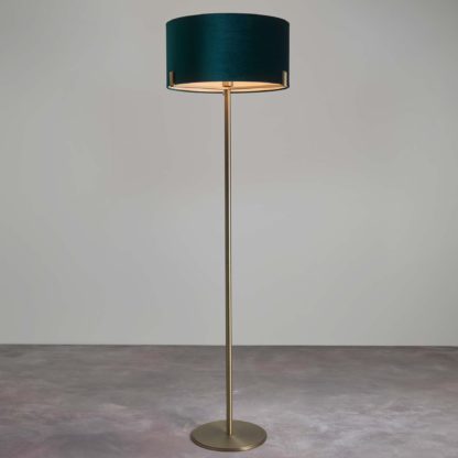 ae9998c9ff19a48deebaf8edf8d88b7ba43e447e7d508157614f11fe2c1592dc.jpg An Image of Vogue Balaton 1 Light Green Velvet Floor Lamp Green