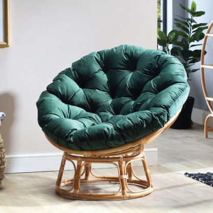 An Image of Papasan Natural Chair in Silver Velour