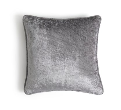 An Image of Habitat Crushed Velvet Plain Cushion - Silver - 43x43ccm