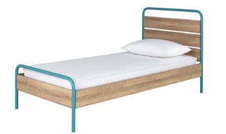 An Image of Habitat Industrial Single Bed Frame - Dark Oak