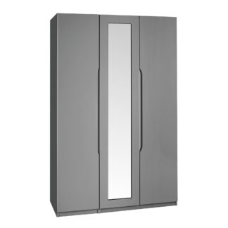 An Image of Legato 3 Door Mirrored Wardrobe Grey
