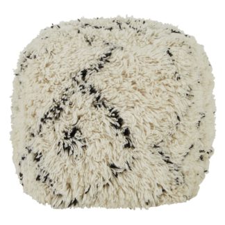 An Image of Habitat Gentry Wool Cube Footstool - White & Black