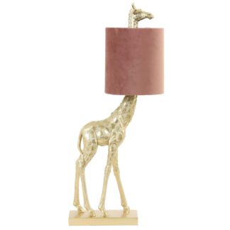 An Image of Giraffe Table Lamp, Gold and Blush Pink