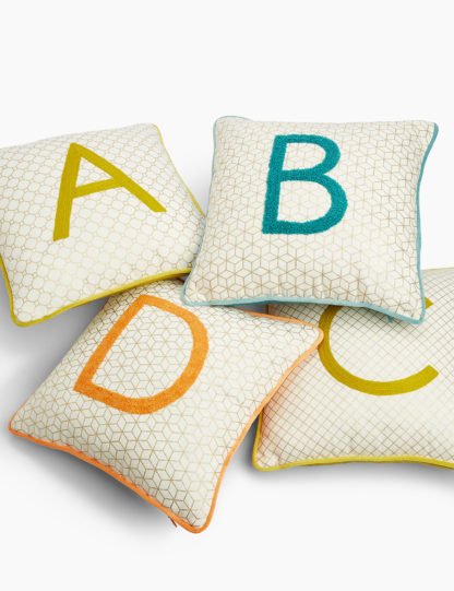 An Image of M&S Pure Cotton Alphabet Embroidered Cushion