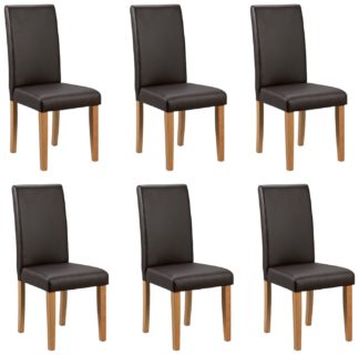 An Image of Argos Home 6 Midback Dining Chairs - Chocolate