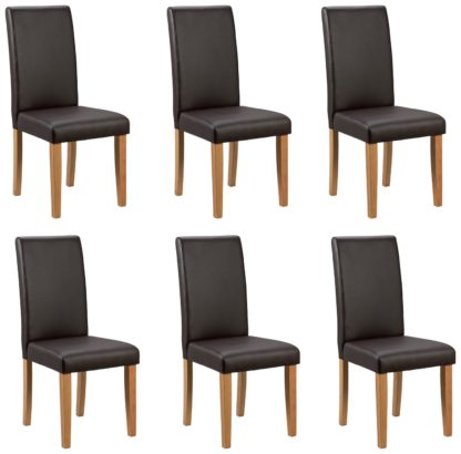 An Image of Argos Home 6 Midback Dining Chairs - Chocolate