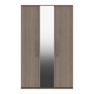 An Image of Parker 3 Door Mirrored Wardrobe Brown