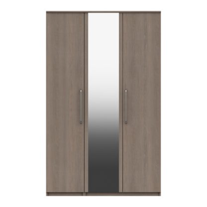 An Image of Parker 3 Door Mirrored Wardrobe Brown