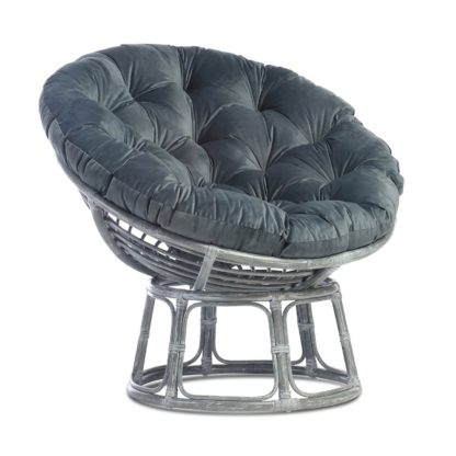 An Image of Papasan Natural Chair in Silver Velour