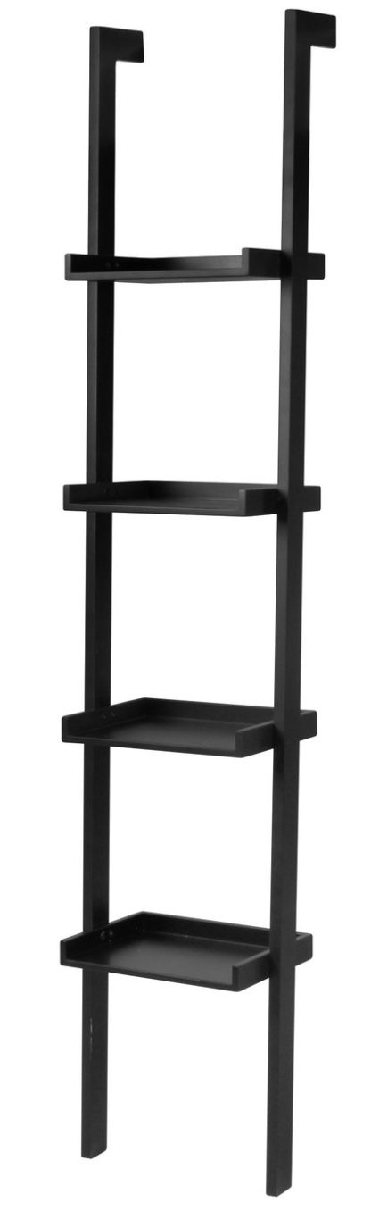 An Image of Habitat Jessie 4 Shelf Narrow Leaning Bookshelf - Black