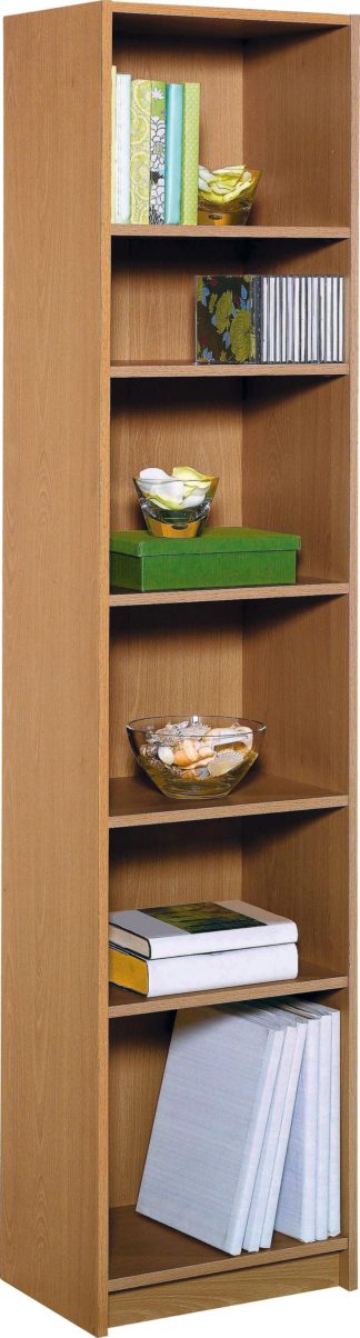 An Image of Argos Home Maine 5 Shelf Half Width Bookcase - Oak Effect