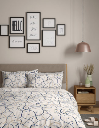 An Image of M&S Pure Cotton Drawn Lines Bedding Set
