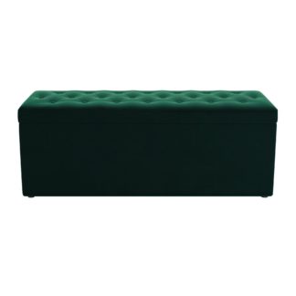 An Image of Oswald Velvet Buttoned Ottoman Bench Bottle (Green)