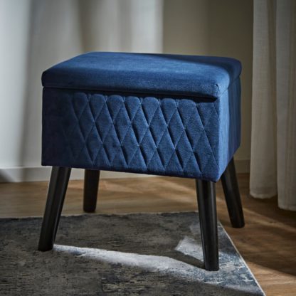 An Image of Alex Quilted Storage Footstool Black
