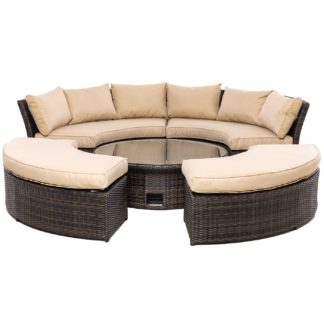 An Image of Valencia Lifestyle Garden Suite in Brown Weave and Beige Fabric