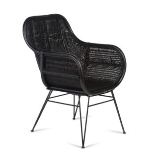 An Image of Porto Wicker Occassional Chair in Black
