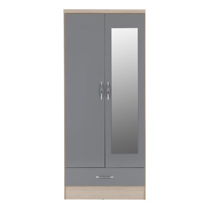 An Image of Nevada 2 Door Mirrored Wardrobe Brown