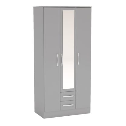 An Image of Lynx Mirrored 3 Door Mirrored Wardrobe Grey