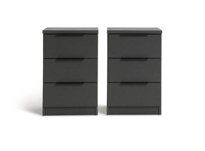 An Image of Argos Home Hallingford 2 Bedside Table Set - Anthracite