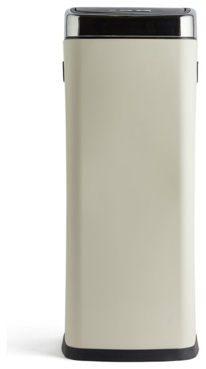 An Image of Habitat 30 Litre Square Touch Top Bin - Cream