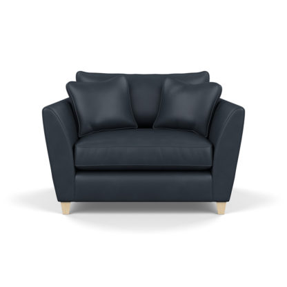 An Image of Heal's Torino Loveseat Leather Nero Natural Ash Feet