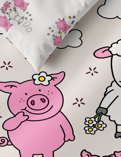 An Image of M&S Cotton Mix Percy Pig™ Bedding Set