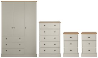 An Image of Argos Home Kensington 4 Piece Wardrobe Set -Grey/ Oak Veneer