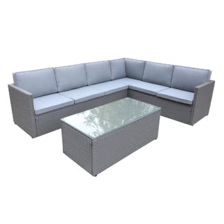 An Image of Berlin 6 Seater Grey Corner Lounging Set Grey