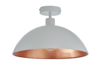 An Image of Habitat Yuno Leaf Flush to Ceiling Light - White & Copper