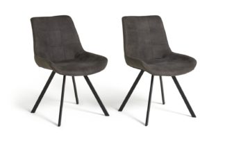 An Image of Habitat Tribeca Pair of Microfibre Dining Chairs - Black