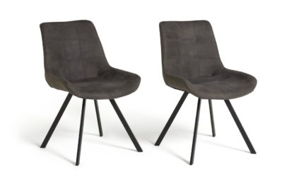 An Image of Habitat Tribeca Pair of Microfibre Dining Chairs - Black