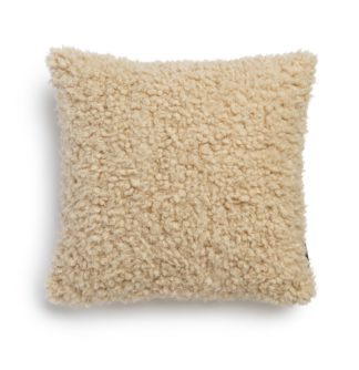 An Image of Habitat Borg Faux Sheepskin Plain Cushion Oatmeal - 40x58cm