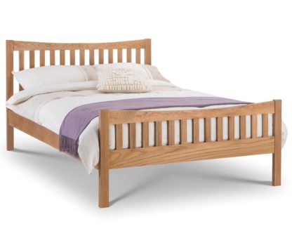 An Image of Bergamo Solid Oak Wooden Bed Frame - 5ft King Size