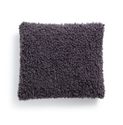 An Image of Habitat Borg Faux Sheepskin Plain Cushion Charcoal - 43x43cm