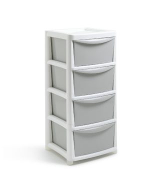 An Image of Argos Home 4 Drawer Wide Tower - Light Grey