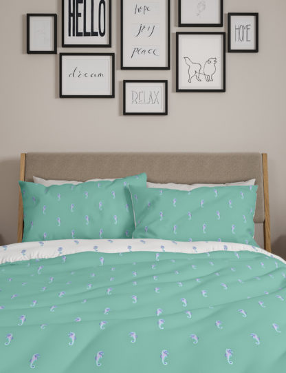 An Image of M&S Cotton Mix Seahorse Bedding Set