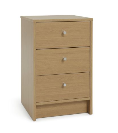 An Image of Argos Home Malibu 3 Drawer Bedside Table - Oak Effect