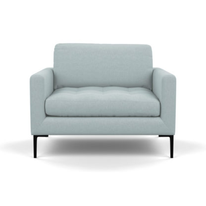 An Image of Heal's Eton Loveseat Brushed Cotton Cadet Black Feet