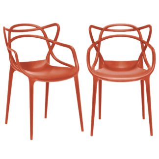 An Image of Pair of Kartell Masters Dining Chairs Rusty Orange
